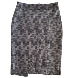 Maeve by Anthropologie M Geometric Jacquard Faux Wrap Pencil Skirt Modest Office